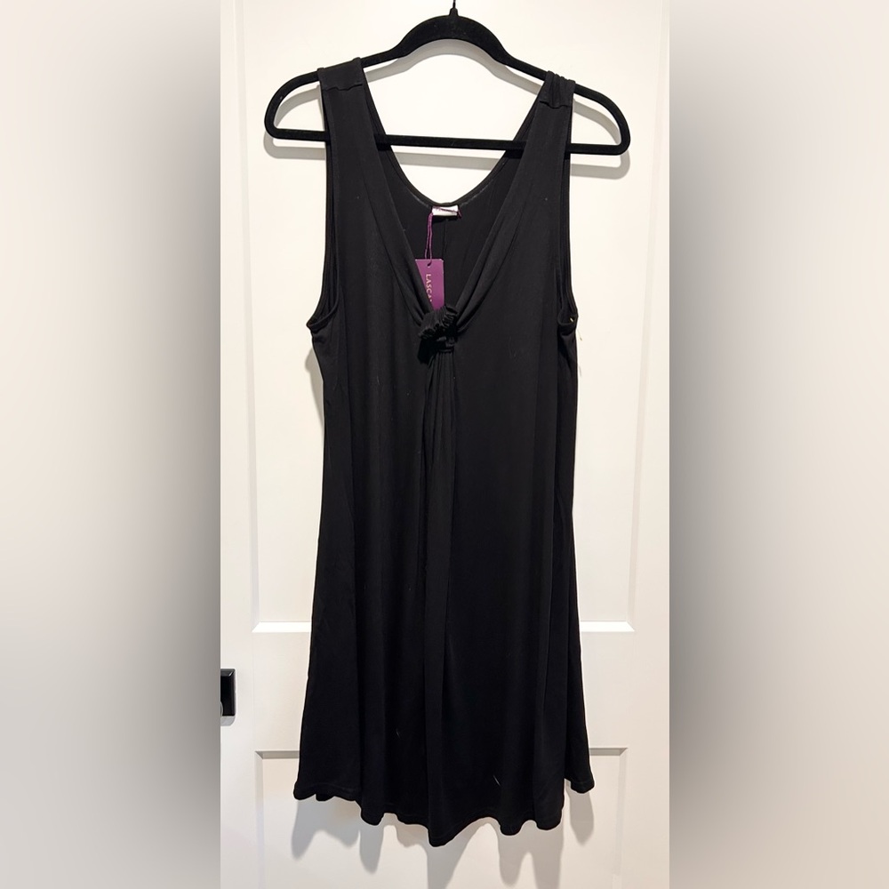 LASCANA Black Knot Front V-Neck Sleeveless Dress Size 12 NWT - Picture 2 of 7